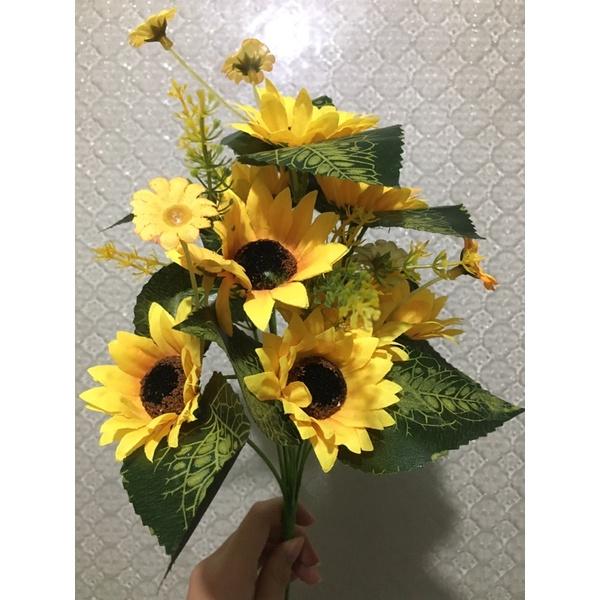 Hoa giả - Cụm hoa Hướng Dương Nhiều Bông Trang Trí