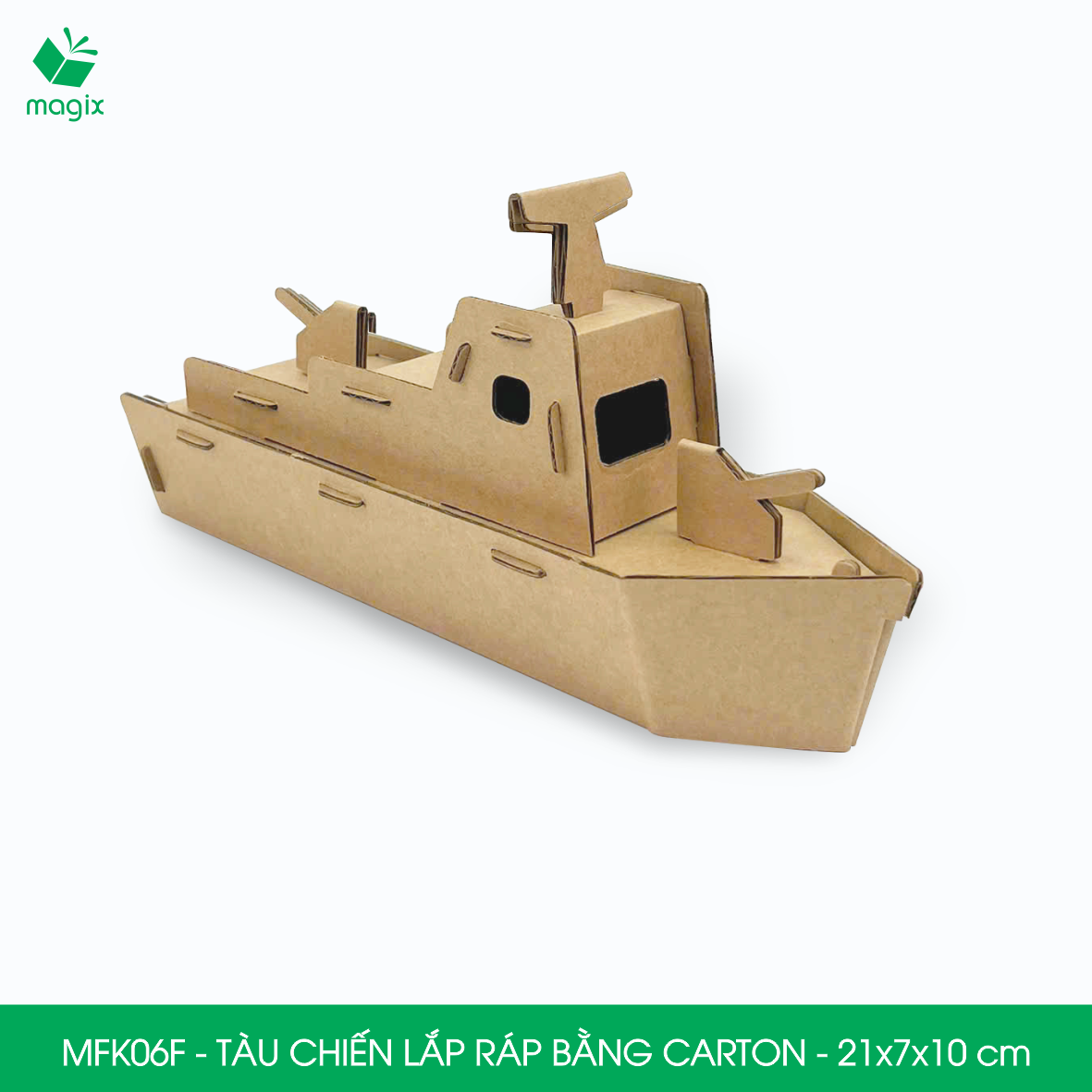 MFK06F - Tàu chiến carton - 21x7x10 cm - Đồ chơi lắp ráp mô hình từ bìa carton cứng cao cấp