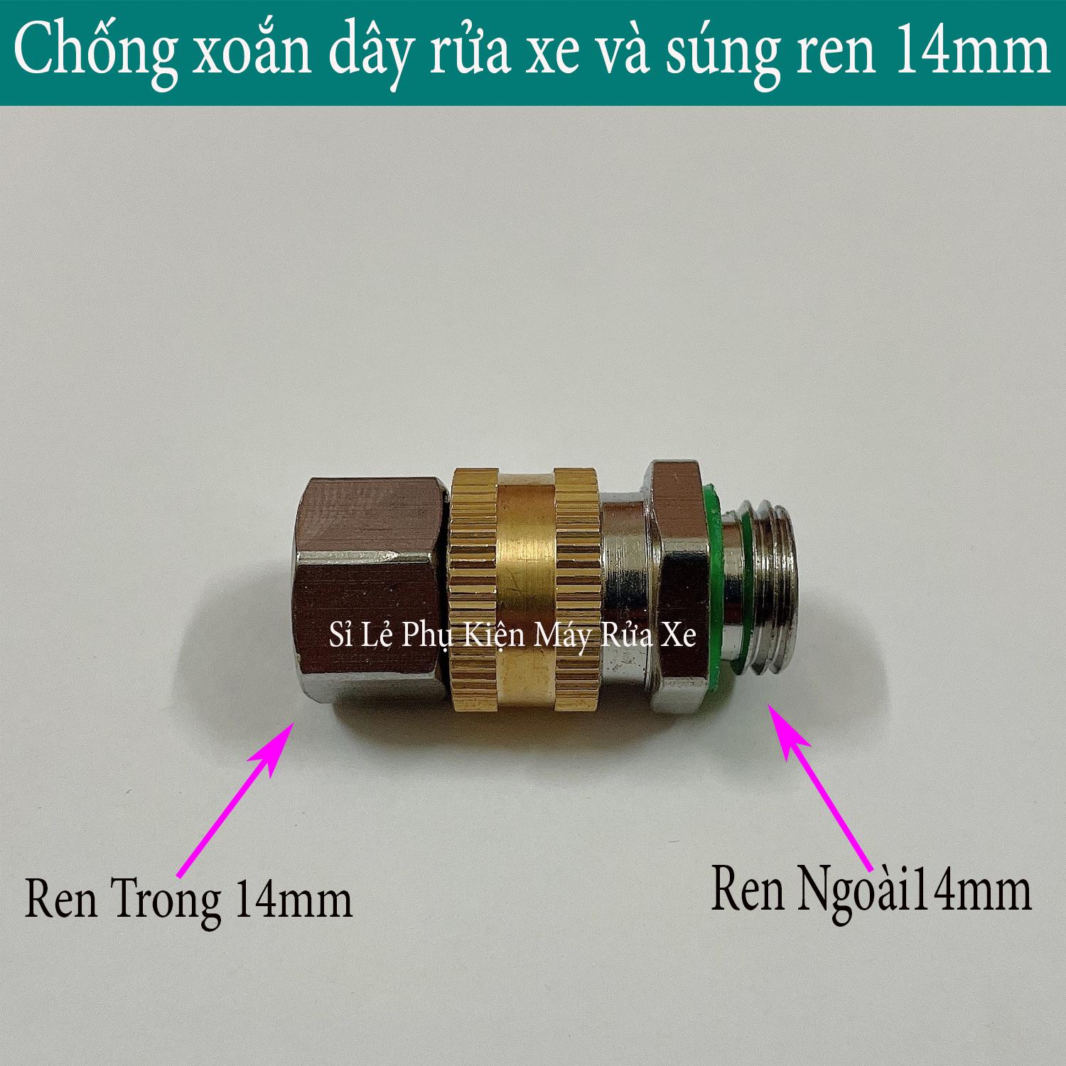 Khớp nối nhanh-Khớp xoay chống xoắn dây phun xịt rửa xe ren 14mm