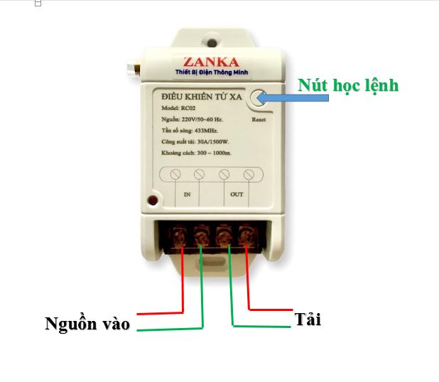 Công tắc điều khiển từ xa công suất lớn 400M 30A/220V sóng Radio RF 433Mhz