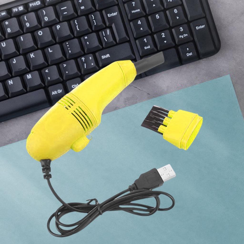 2x Mini Desktop Vacuum Cleaner Hairs Printer Window Groove Yellow+Blue