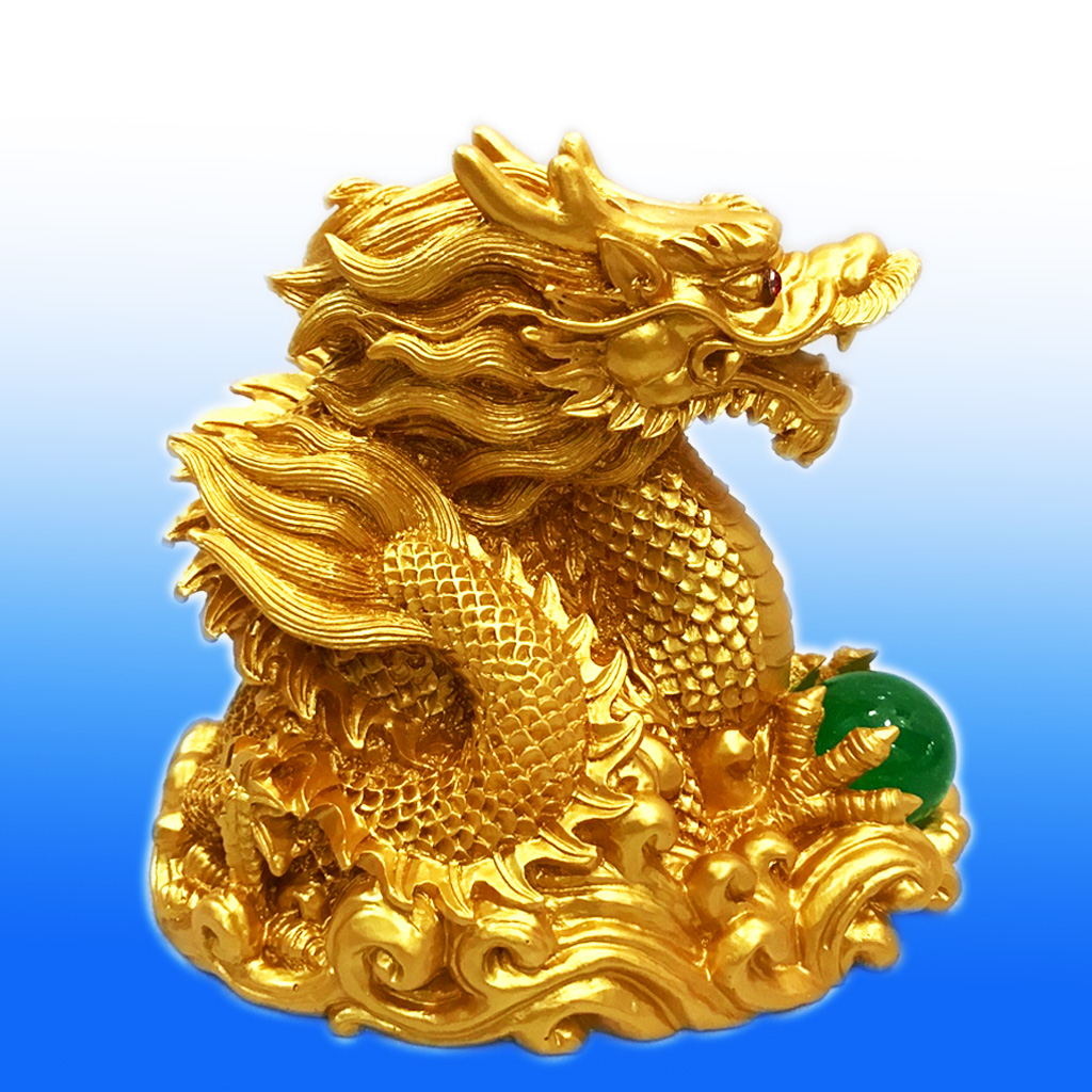 Tượng Rồng Vàng Ôm Châu 12 cm , Rồng Linh Vật Phong Thủy Biểu tượng cho Sức Mạnh, Uy Quyền, Giàu Có TPT079