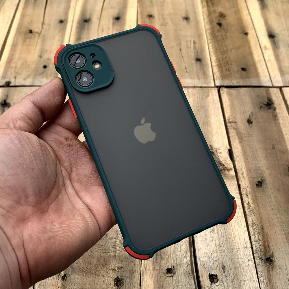 Ốp lưng chống sốc toàn phần màu xanh lá đậm dành cho iPhone 11