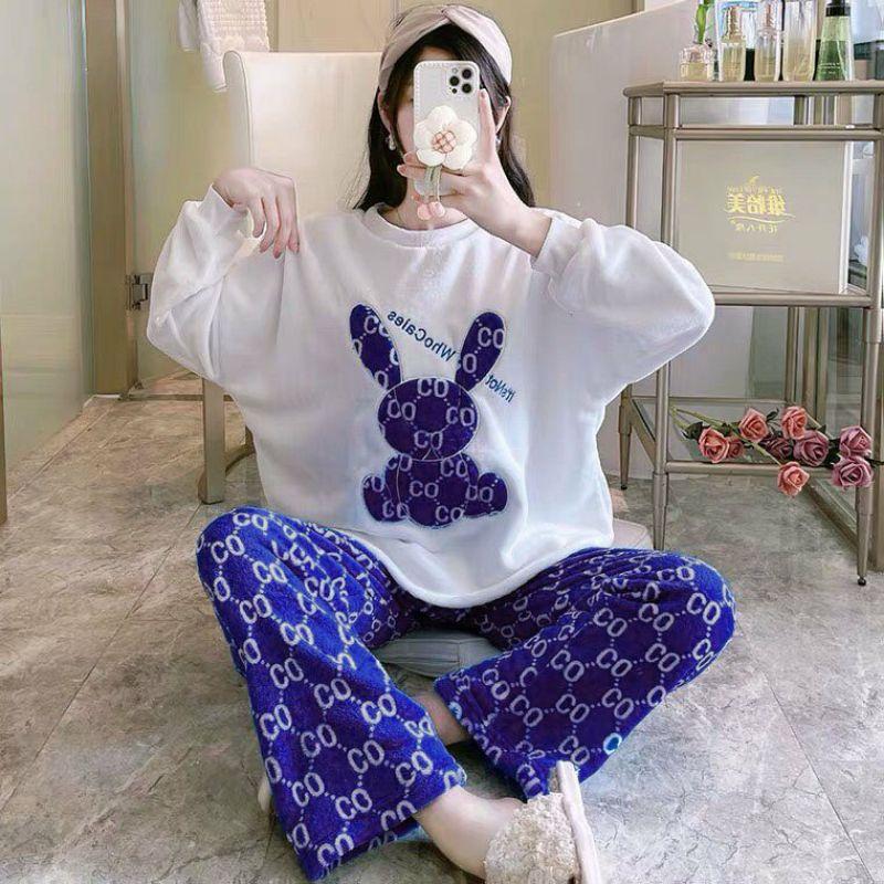 Đồ Bộ Pyjama Dài Tay, Đồ Ngủ Mặc Nhà Pizama Nữ Siêu Dễ Thương In Hình Hoạt Hình