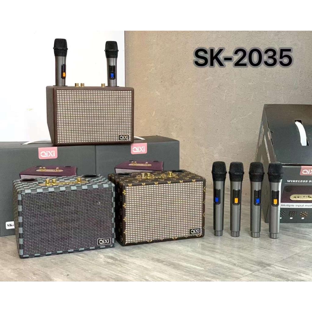 Oa Bluetooth Karaoke Qixi SK-2035 Âm Thanh Siêu Đỉnh Tặng Kèm 2 Tay Mic Không Dây, Thiết Kế Cực Đẹp