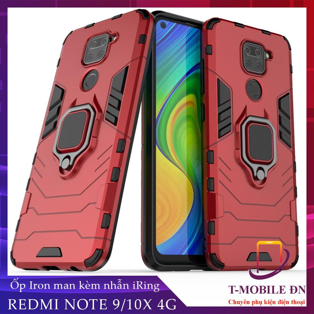 Ốp lưng cho Xiaomi Redmi Note 9 10X 4G iron man chống sốc kèm nhẫn xoay chống xem video bảo vệ camera