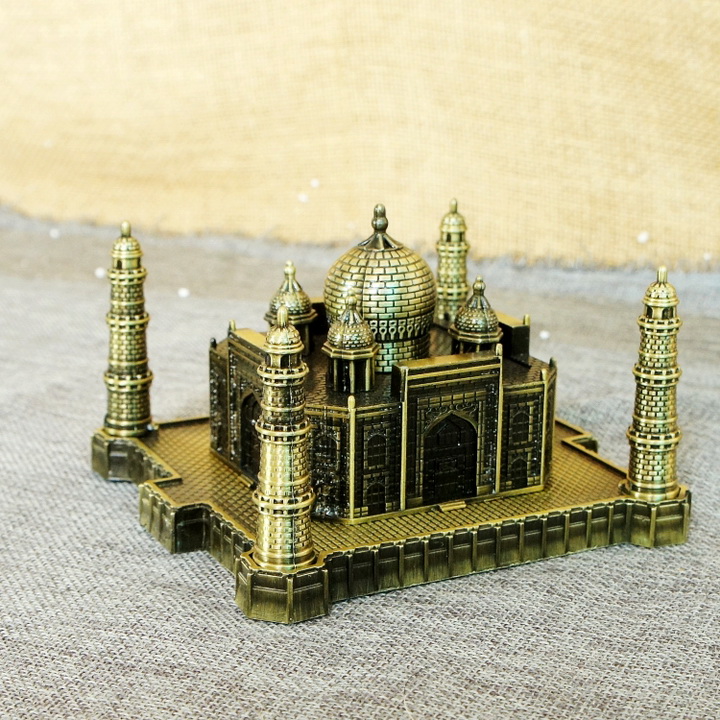 Mô hình lăng mộ Taj Mahah cao 6cm size trung màu vàng rêu