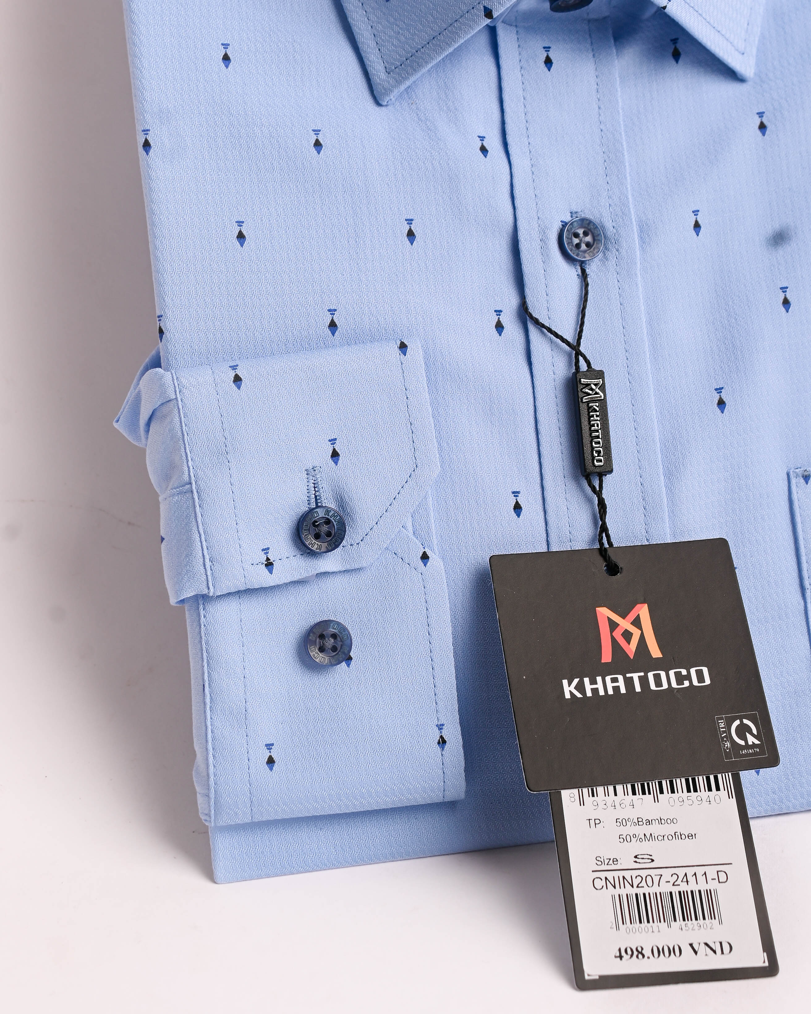Áo sơ mi nam Khatoco tay dài form Tailor fit