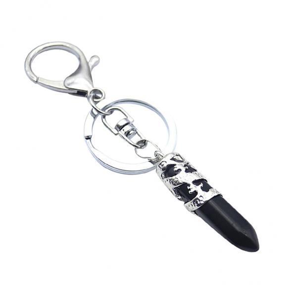2-4pack Fashion Hexagonal Dragon Crystal Quartz Keychain Key Chain Black