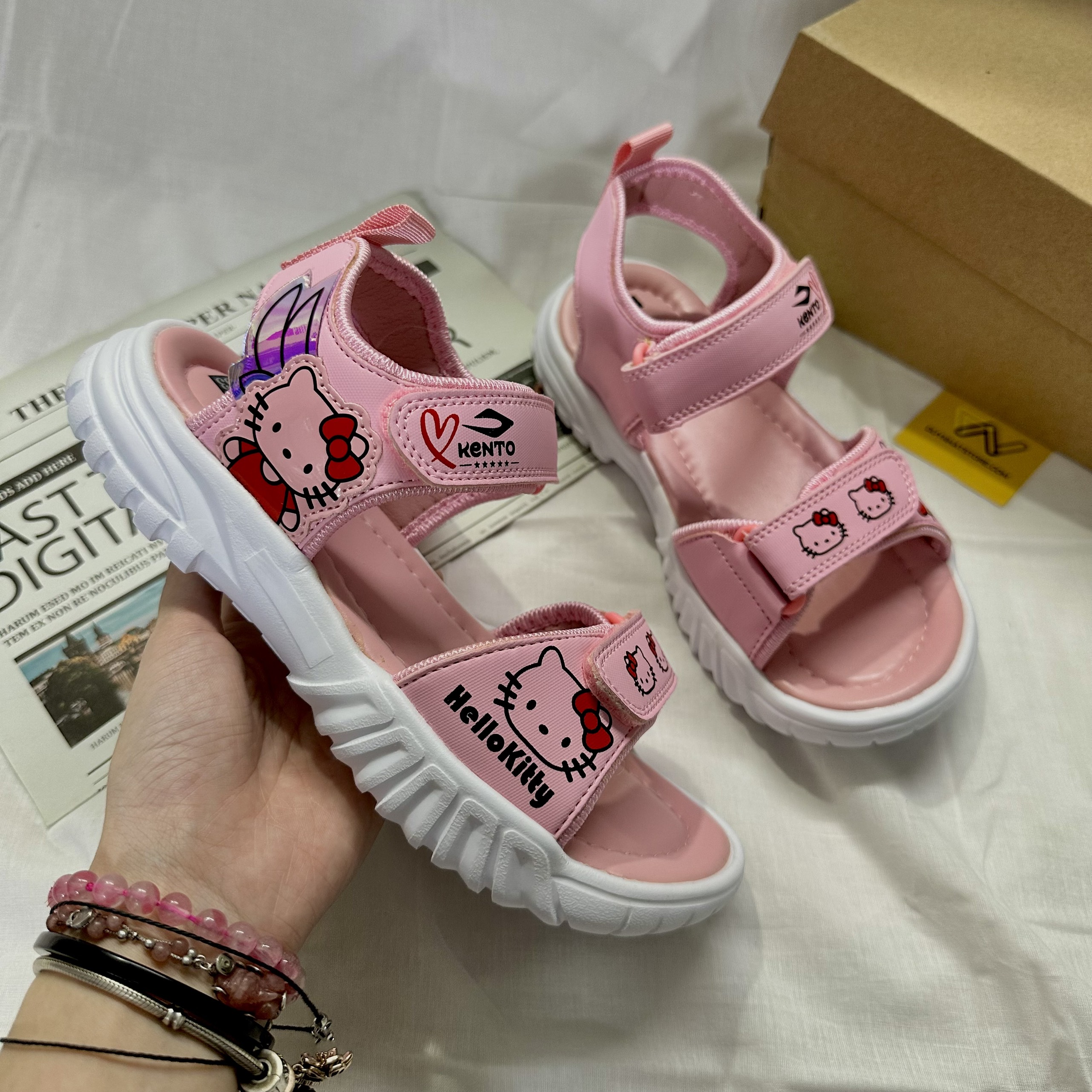 Giày Sandal Công Chúa Elsa Hello Kitty Nữ Học Sinh Đi Học Duy Nhật Store Cấp 1 Cấp 2 Đế Cao Su Đúc Dép Quai Hậu Êm 7 Màu