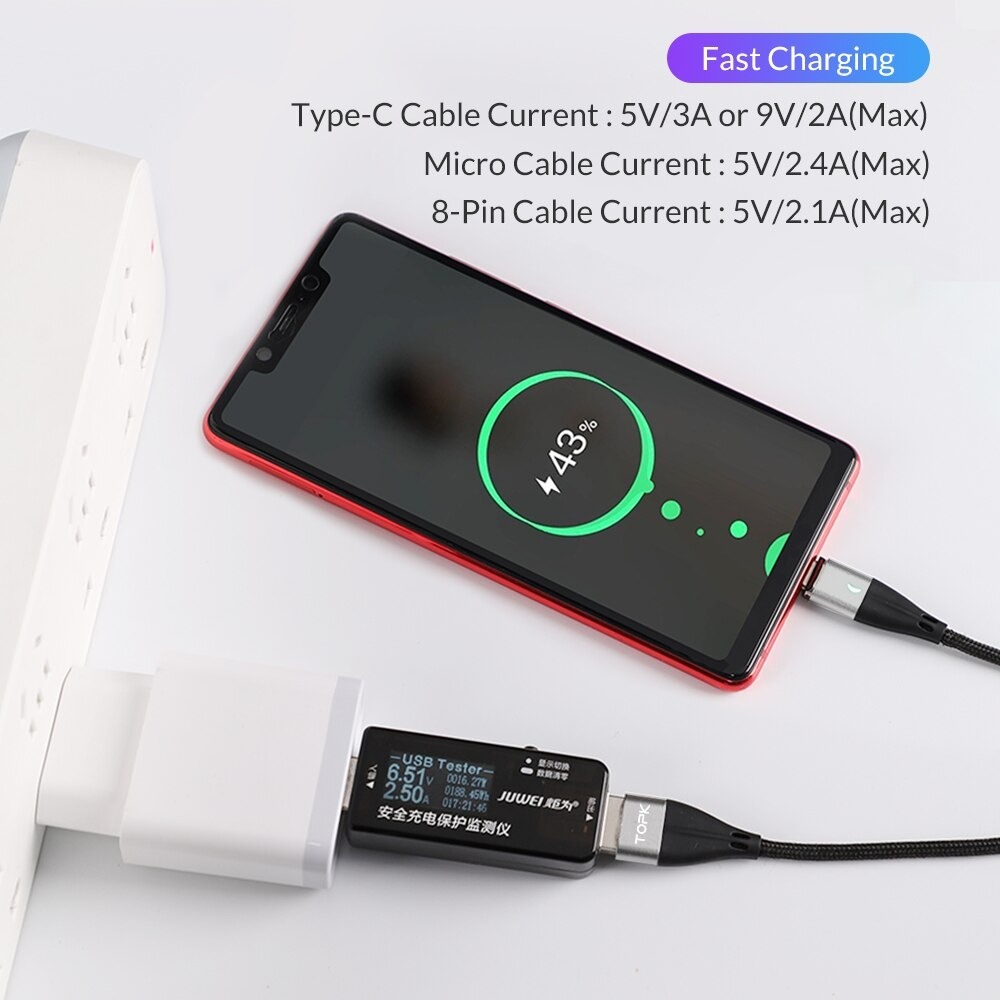 HÀNG CHÍNH HÃNG - Cáp sạc nhanh nam châm AM61 USB - Micro dùng cho điện thoại Huawei Mate 20 Pro Xiaomi 09 pocophone F1 samusng S9 Plus iPhone x XS - INTL - Phân phối bởi TOPK VIỆT NAM