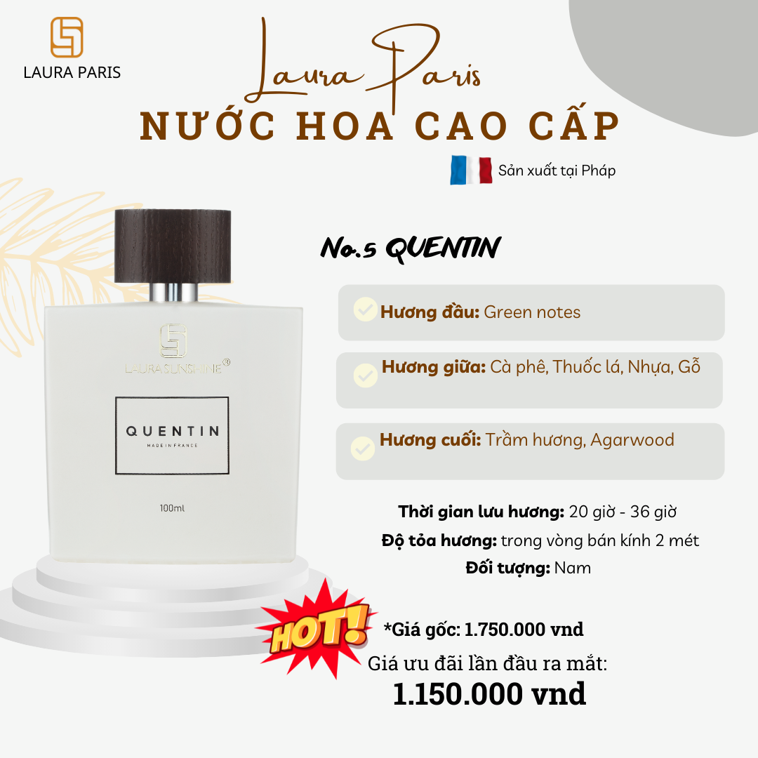 Nước hoa nam Laura Paris #05 Quentin - Eau De Parfum - 100ml - Laura Sunshine