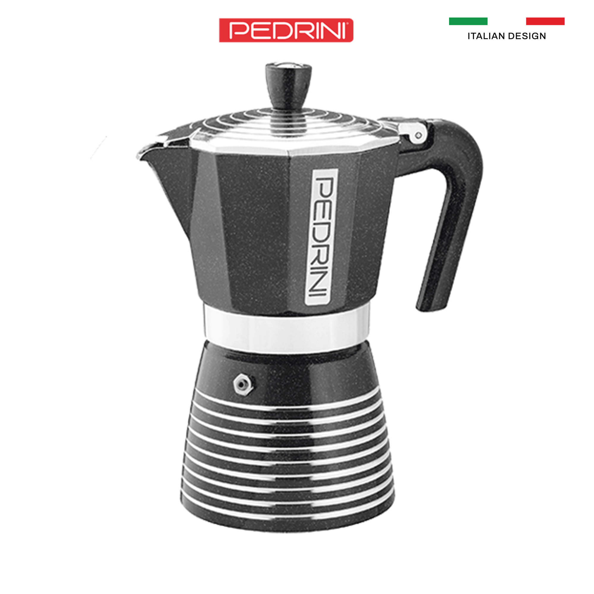 Ấm pha cà phê PEDRINI Infinity Rock - Aluminium - Màu Đen - 1 cup /2 cup /3 cup /6 cup