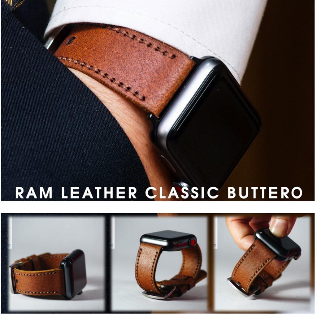 Dây đồng hồ RAM Leather cho apple watch da bò thật - RAM buttero nâu đỏ (tặng khóa, chốt, cây thay dây)