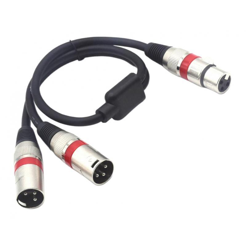 2X XLR Splitter Female To Dual Male 3- Cable Microphone Audio Adapter