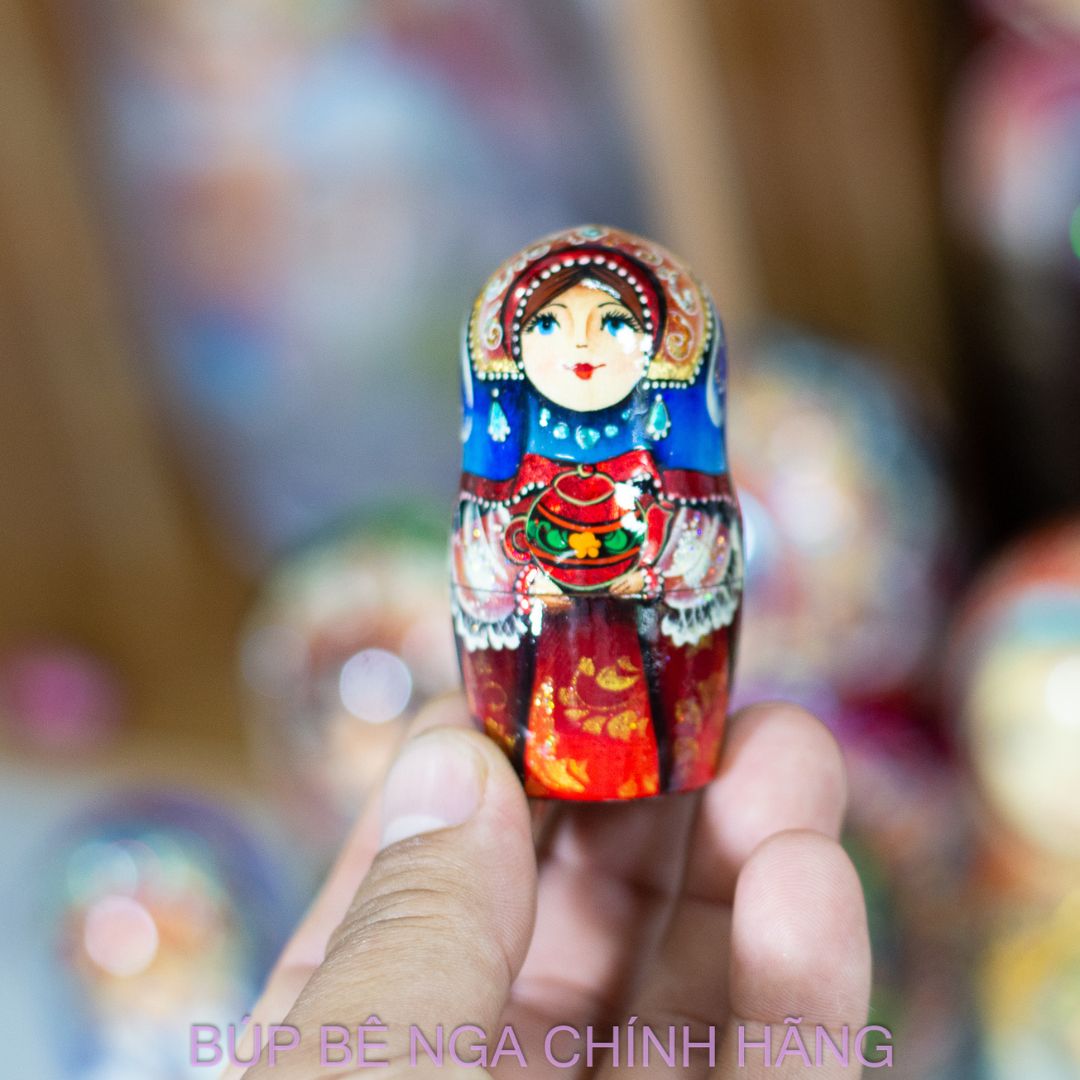 BỘ BÚP BÊ NGA MATRYOSHKA 5 LỚP 20CM CAO CẤP HOA VĂN "CÔNG CHÚA ÔM SAMOVAR" CỰC ĐẸP, TINH TẾ VÀ SANG TRỌNG