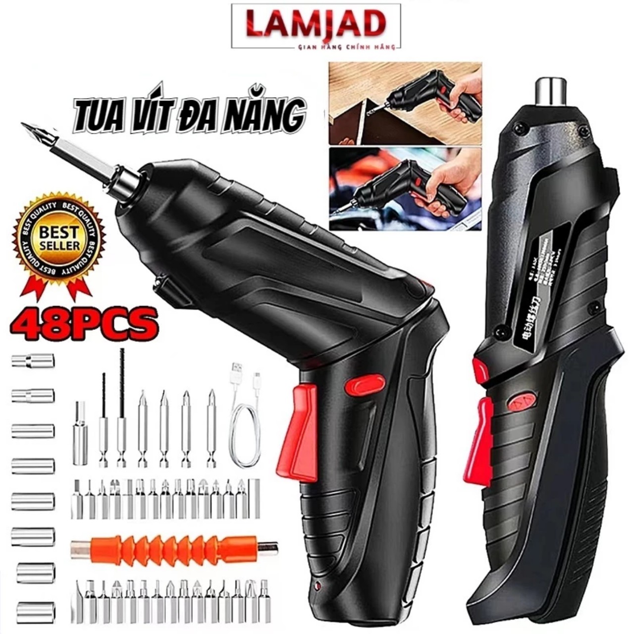 Máy Bắn Vít Chạy Pin Cao Cấp - 47 Chi Tiết Đa Năng, Loại Tốt