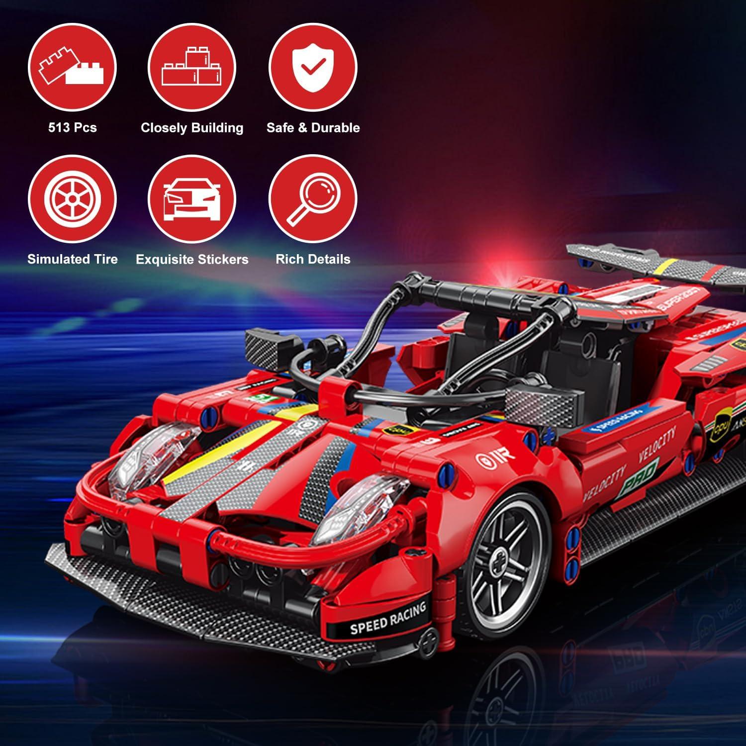 Đồ Chơi Lắp Ráp Xe Đua Chạy Đà Siêu Tốc Độ - Super Speed Pullback Racing Car - Toys&amp;Joys 3307 (513 Mảnh Ghép)