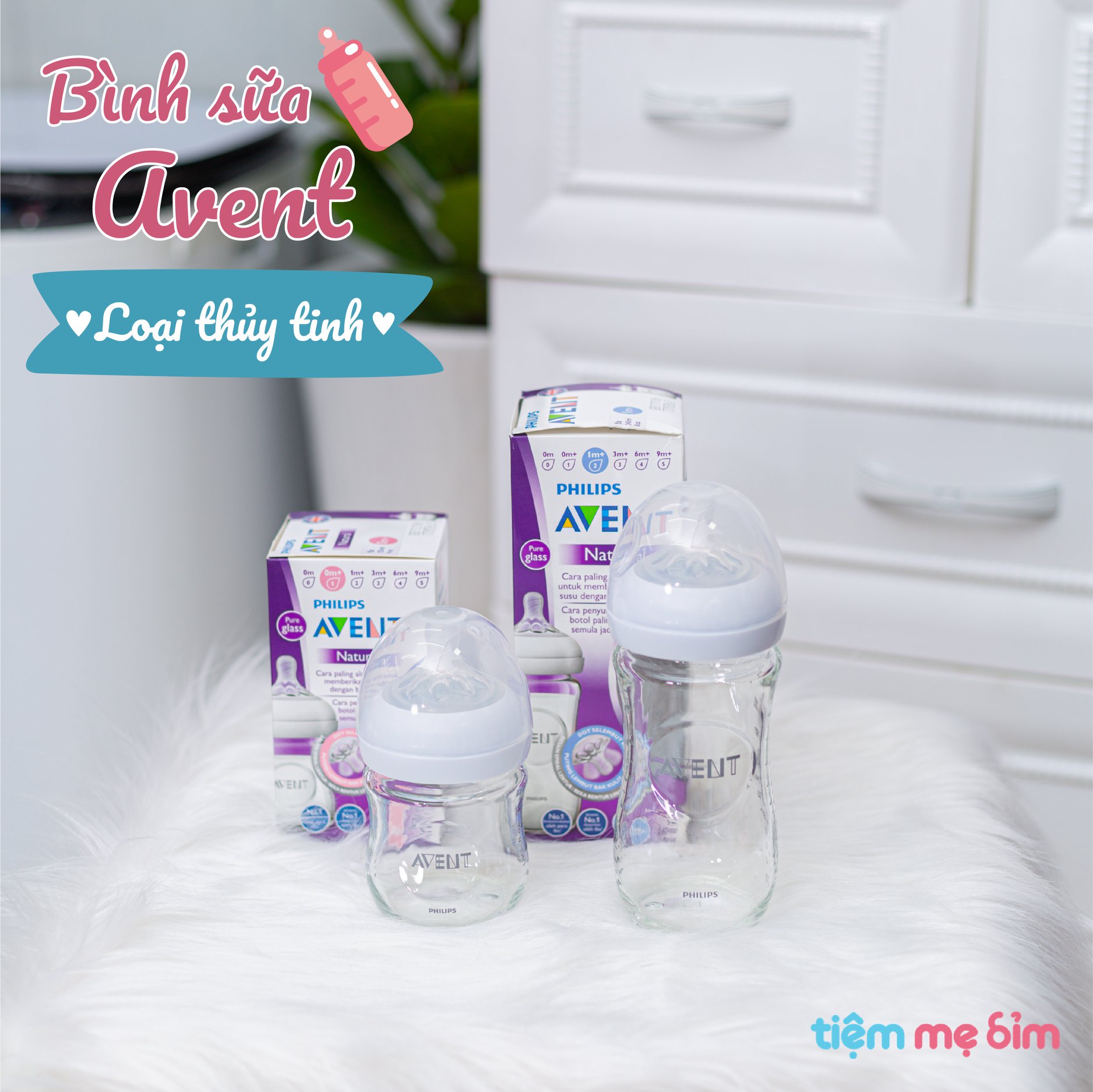 Bình sữa Avent thuỷ tinh - Hàng chính hãng