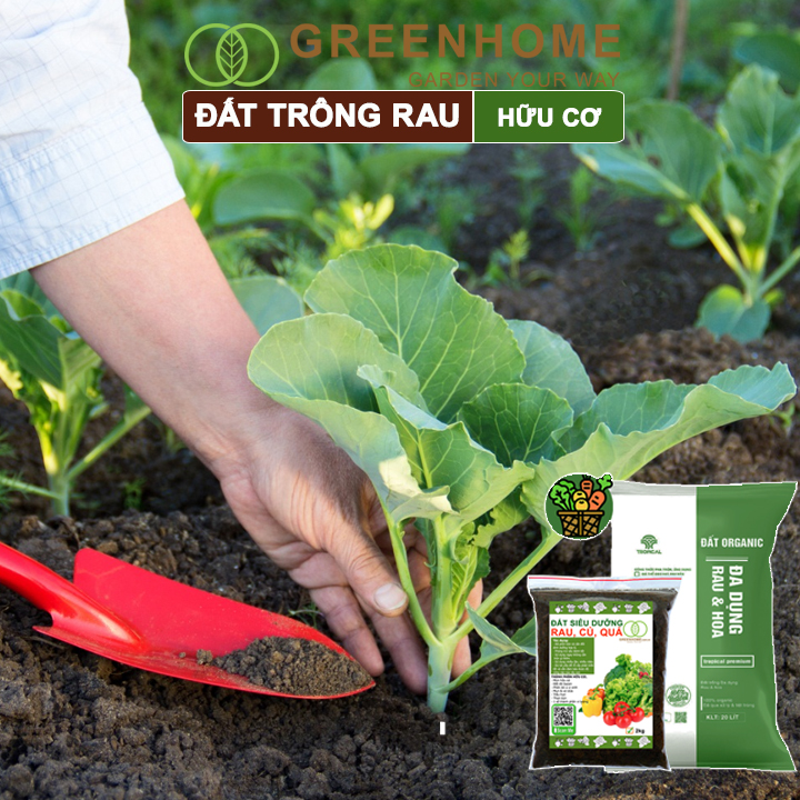 Đất trồng rau Organic, bao 2kg,10kg , đầy đủ dinh dưỡng không cần bổ sung thêm phân bón |Greenhome