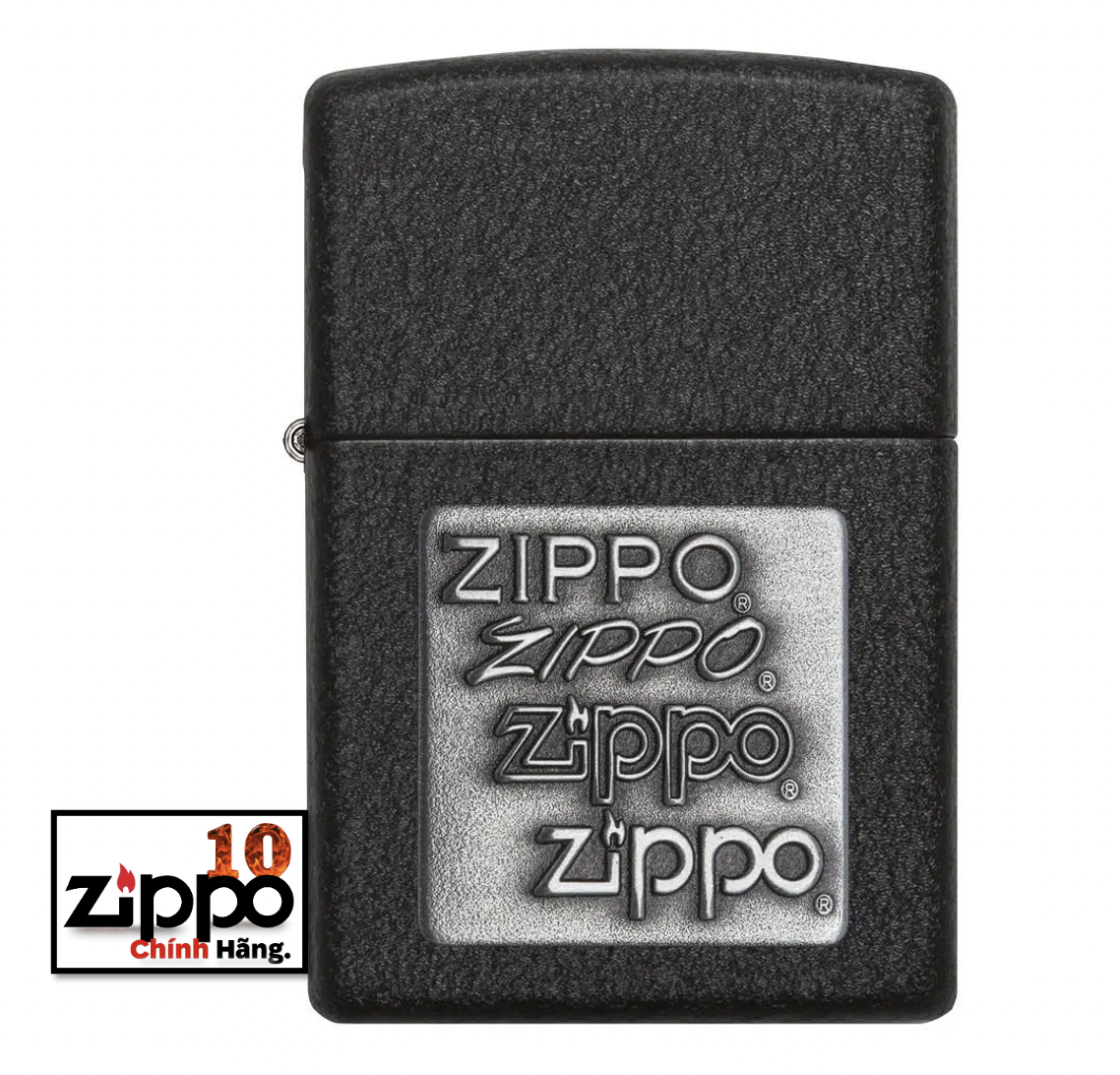 Bật lửa ZIPPO 363 Pewter Emblem (ốp xám)/362 Black Crackle (ốp vàng) - Chính Hãng 100