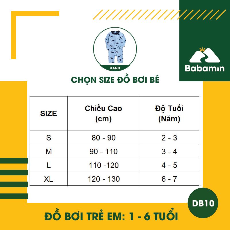 Đồ Bơi Trẻ Em Liền Thân 1 - 6 Tuổi - Babamin - Họa Tiết Cá Heo Dễ Thương - DB10