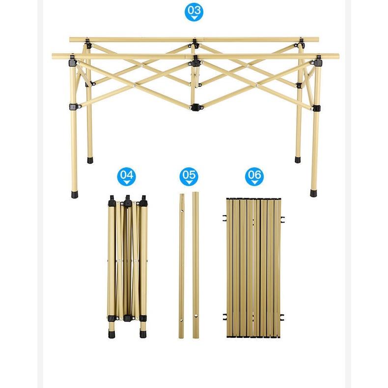 Bàn gấp gọn dã ngoại, Bàn Gấp Mặt Kim Loại Cỡ Lớn - Có thể xếp gọn đi cắm trại, dã ngoại Tặng Túi Đựng , Đồ Cắm Trại