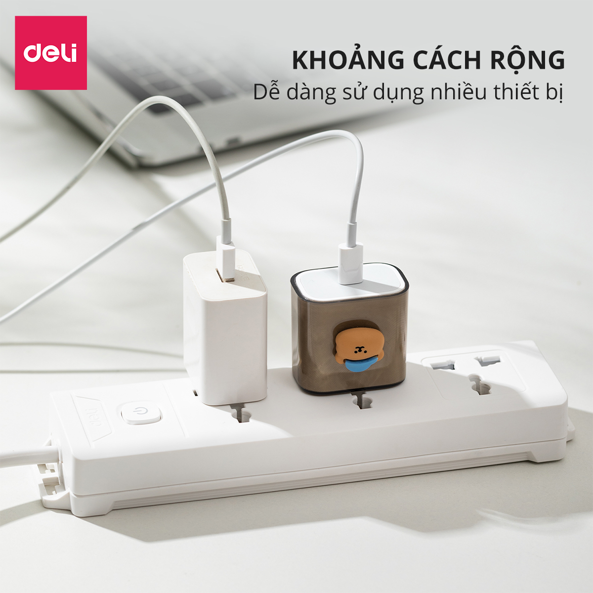 Ổ Cắm Điện Đa Năng Có Công Tắc Nguồn 3/4/6 Ổ , 3M/5M Dây Chống Giật Chống Cháy Chất Lượng Cao Deli - Hàng Chính Hãng - ET401 - 406