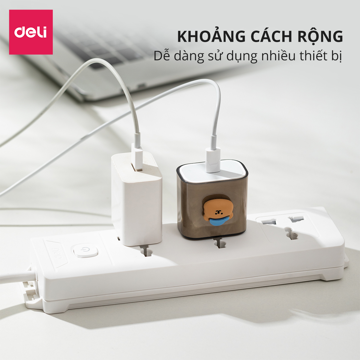 Ổ Cắm Điện Đa Năng 2500W Có Công Tắc Nguồn 3/4/6 Ổ , 3M/5M Dây Chống Giật Chống Cháy Chất Lượng Cao Deli - Phiên Bản Mới Nâng Cấp 2023 - Hàng Chính Hãng - ET401 - 406
