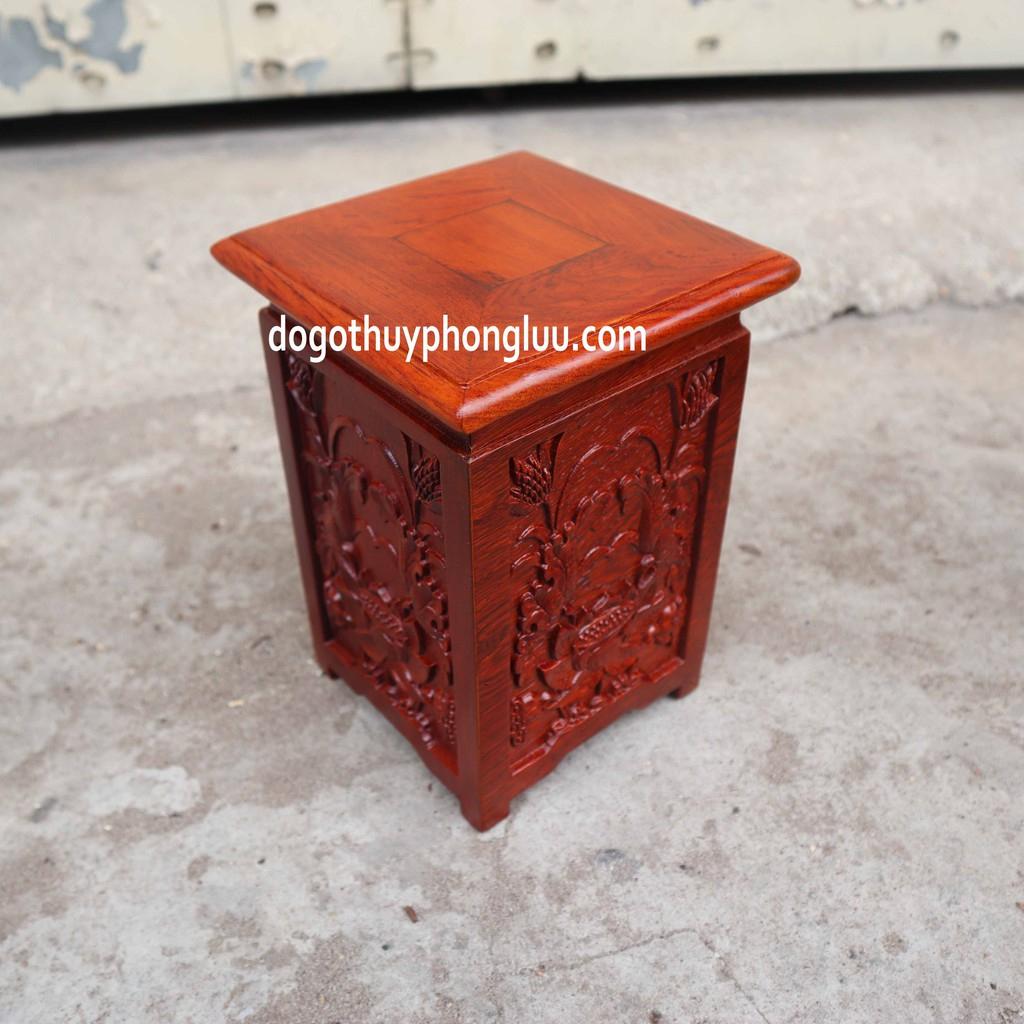 Đế nhất sơn vuông sen nền gỗ hương cao 20cm