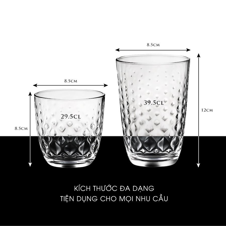 Bộ 6 ly thủy tinh -295ml - 395ml GLIT - Bormioli Rocco- Hàng nhập khẩu