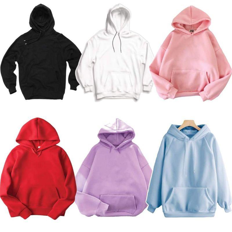 Áo nỉ hoodie from rộng unisex, áo nỉ trơn nam nữ dáng rộng đủ màu sắc