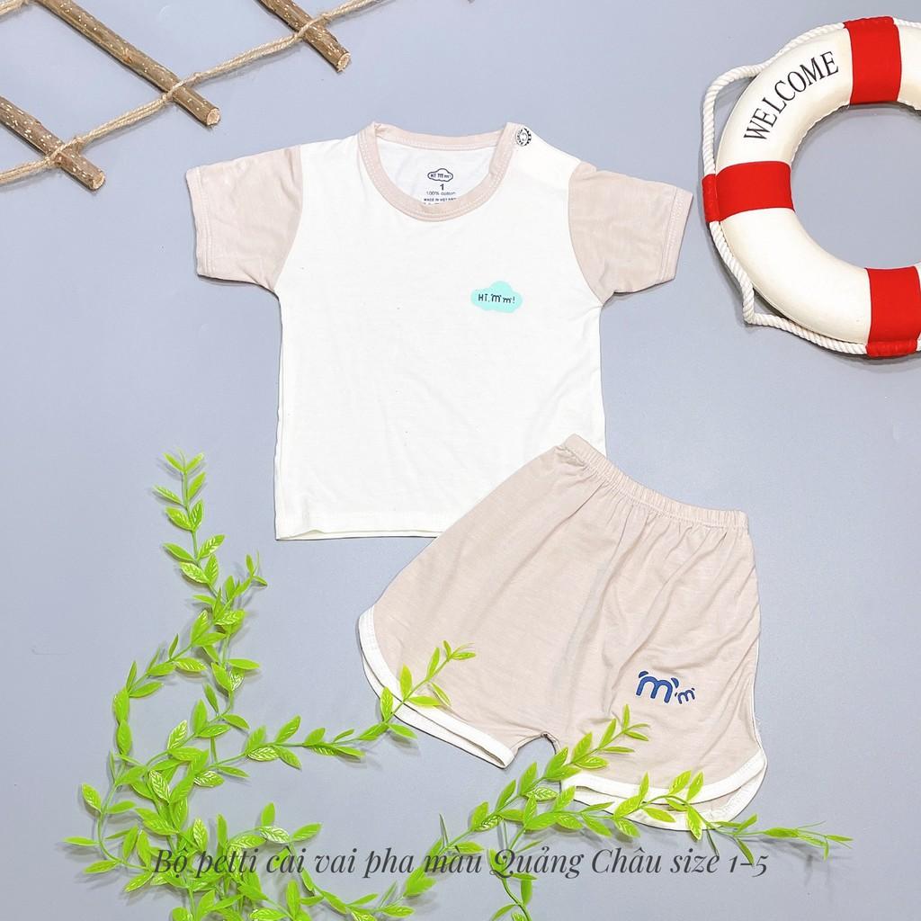 Bộ Cộc Tay Áo Trắng Quần Màu Cho Bé 3-13kg