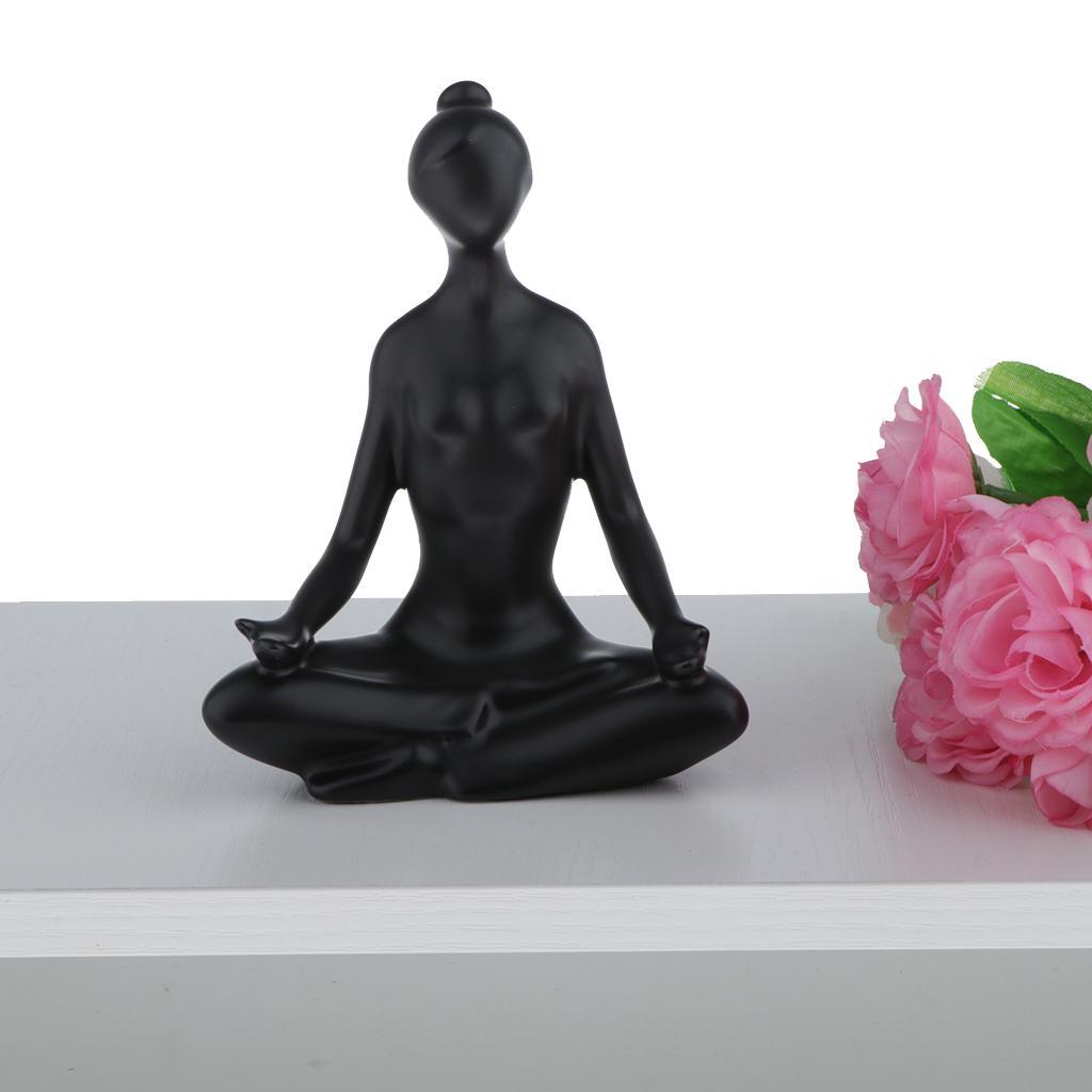 3pcs Cute Ceramic Yoga Girl Sculpture Fashion Modern Statue Figure Bedroom Office Desk Wedding Party Decoration Ornaments Birthday Gift