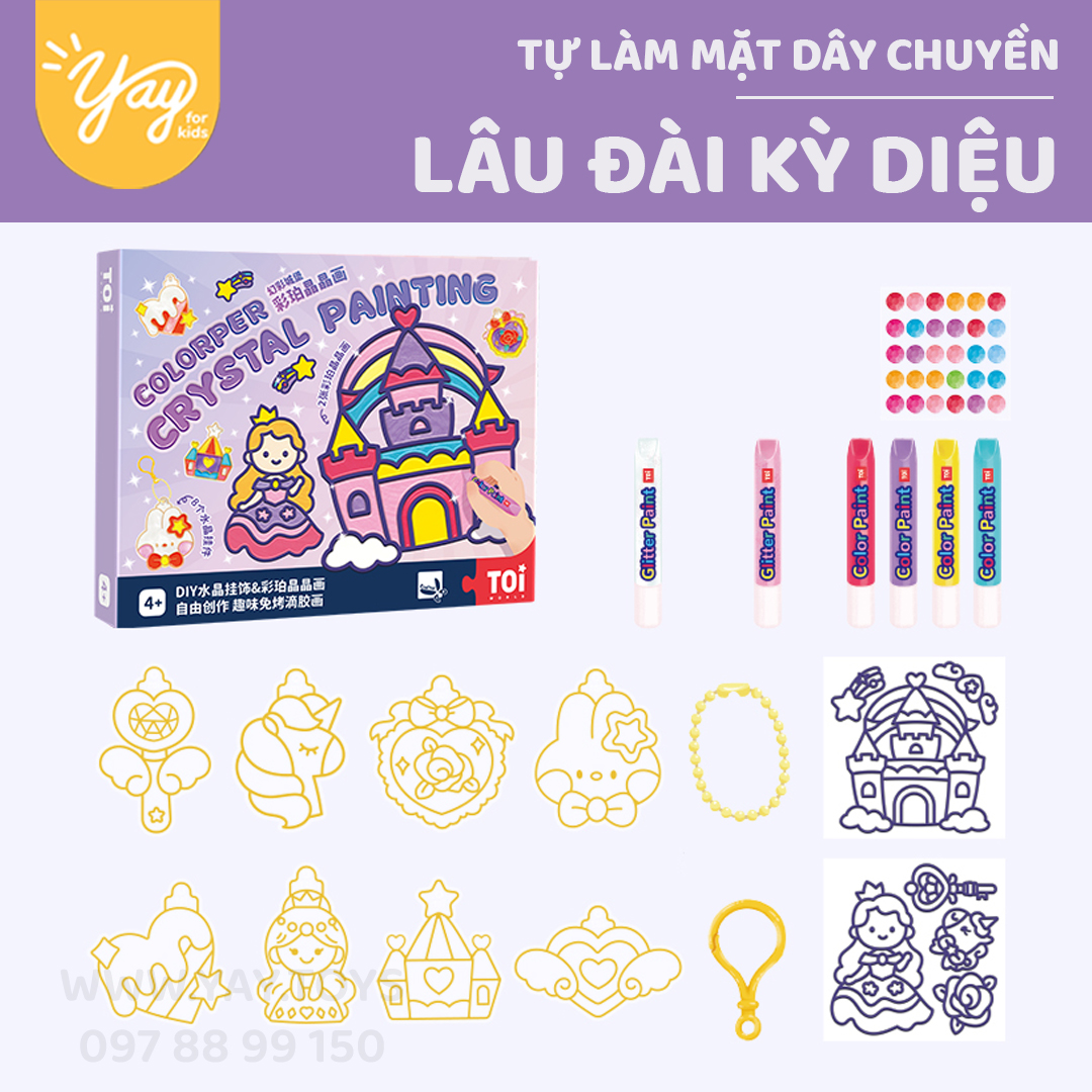 Bộ Kit DIY Tự Làm Móc Khóa/Mặt Dây Chuyền Cực Kì Dễ Thương Bằng Gel Màu Kim Tuyến 4+ | TOI