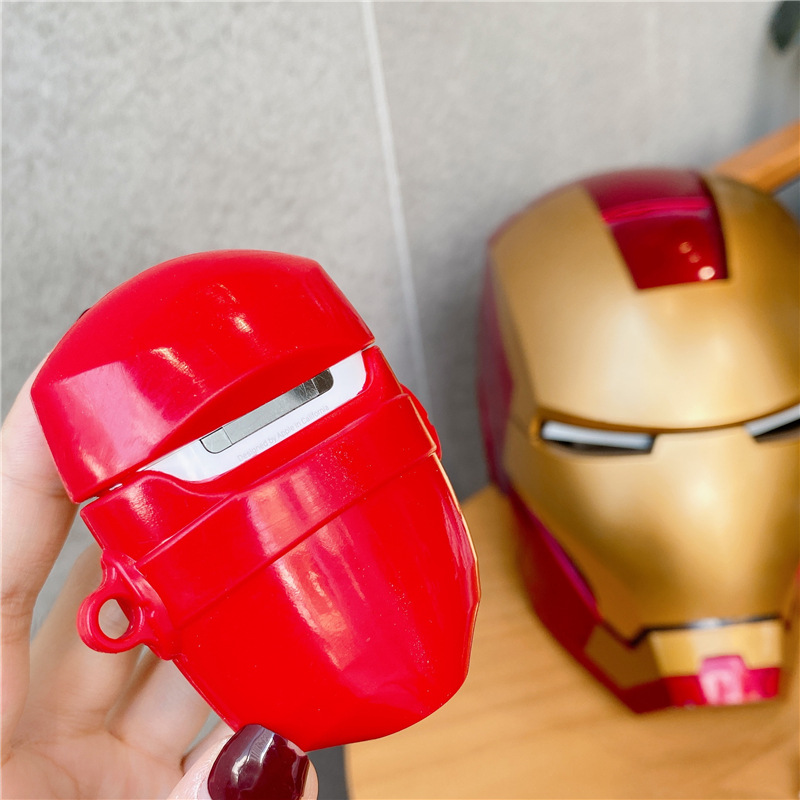 Bao Case Ốp Bảo vệ Cho Airpods 1/ Airpods 2 Hình mặt nạ IRON MAN