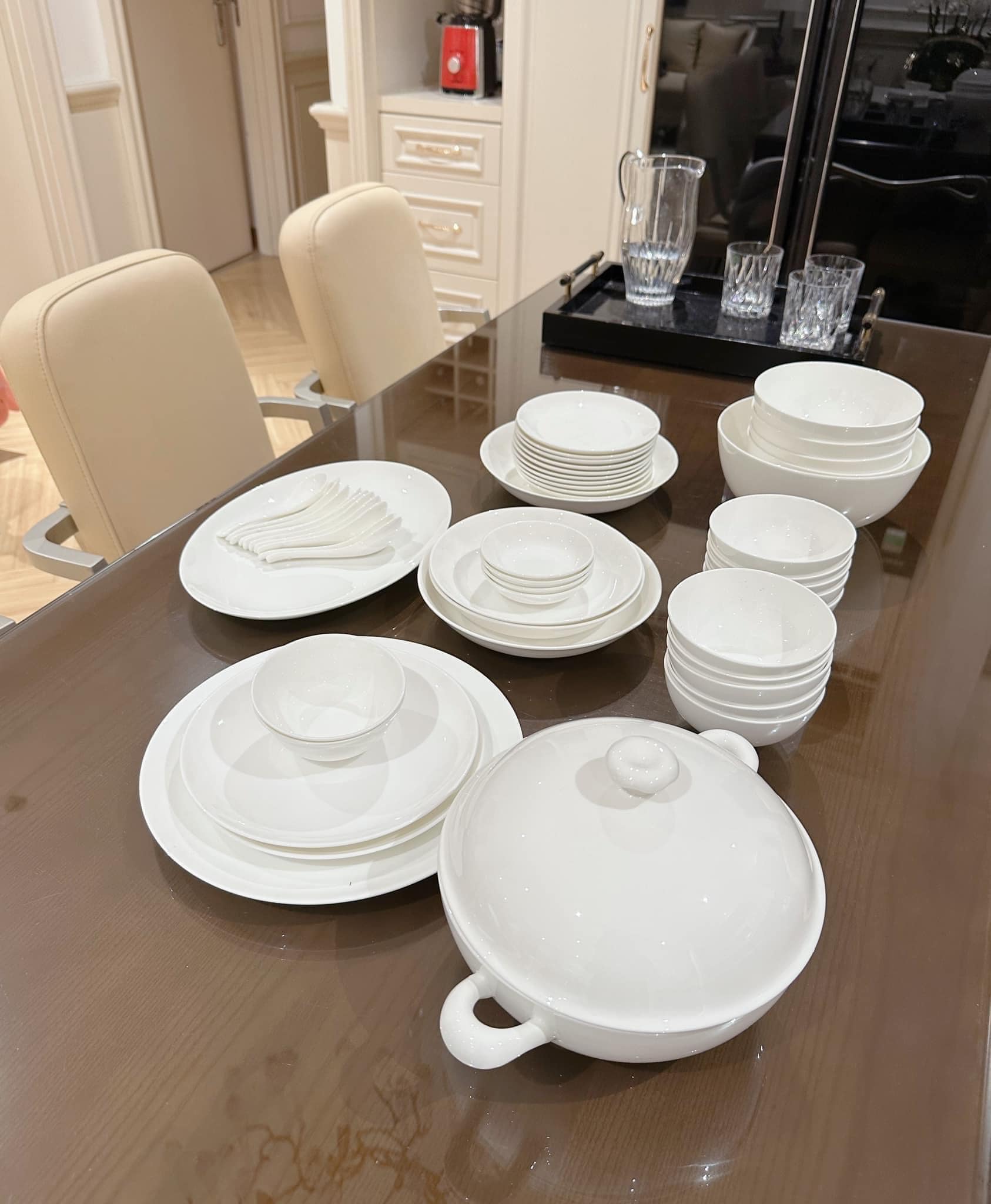 Set bát sứ Imperial 50 món trắng trơn Hàng Séc