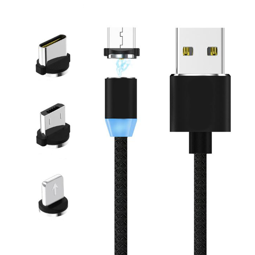 Combo Dây Cáp Sạc Từ Tính Hút Nam Châm Tốc Độ 2.4A 3 Đầu Chân YBD Cổng USB Type C Nhiều Màu Nhiều Kích Thước Lựa Chọn - Xám - 2M