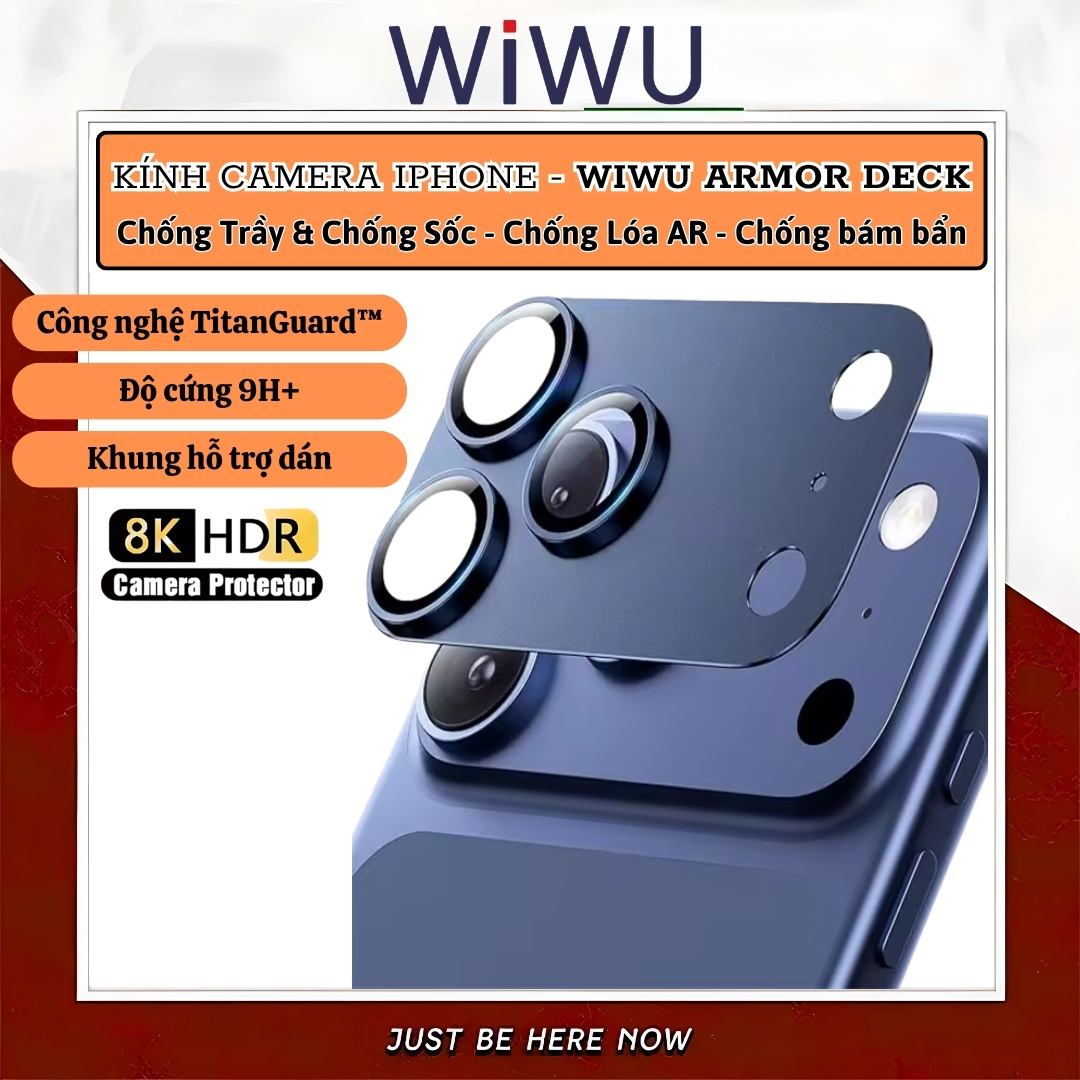 Kính Cường Lực Camera Full Viền TitanGuard cho iPhone 17 Pro Max / iPhone 17 Pro hiệu WIWU Armor Deck AR Chống loa Chống trầy, độ cứng 9H+, Siêu nét 8K, Chất liệu nhôm hàng không, Không làm giảm chất lượng ảnh - Hàng nhập khẩu