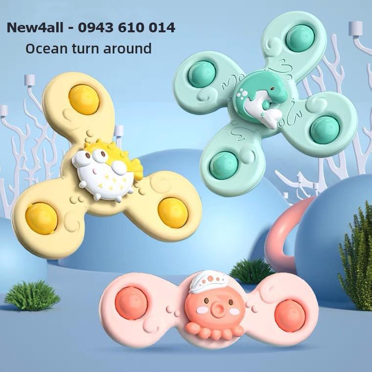 Combo 2 Đồ chơi Spinner Con Quay dán tường hoạt hình Cá Heo giác hút màu sắc vui nhộn phát triển kĩ năng cho bé 1 tuổi - Vacimall