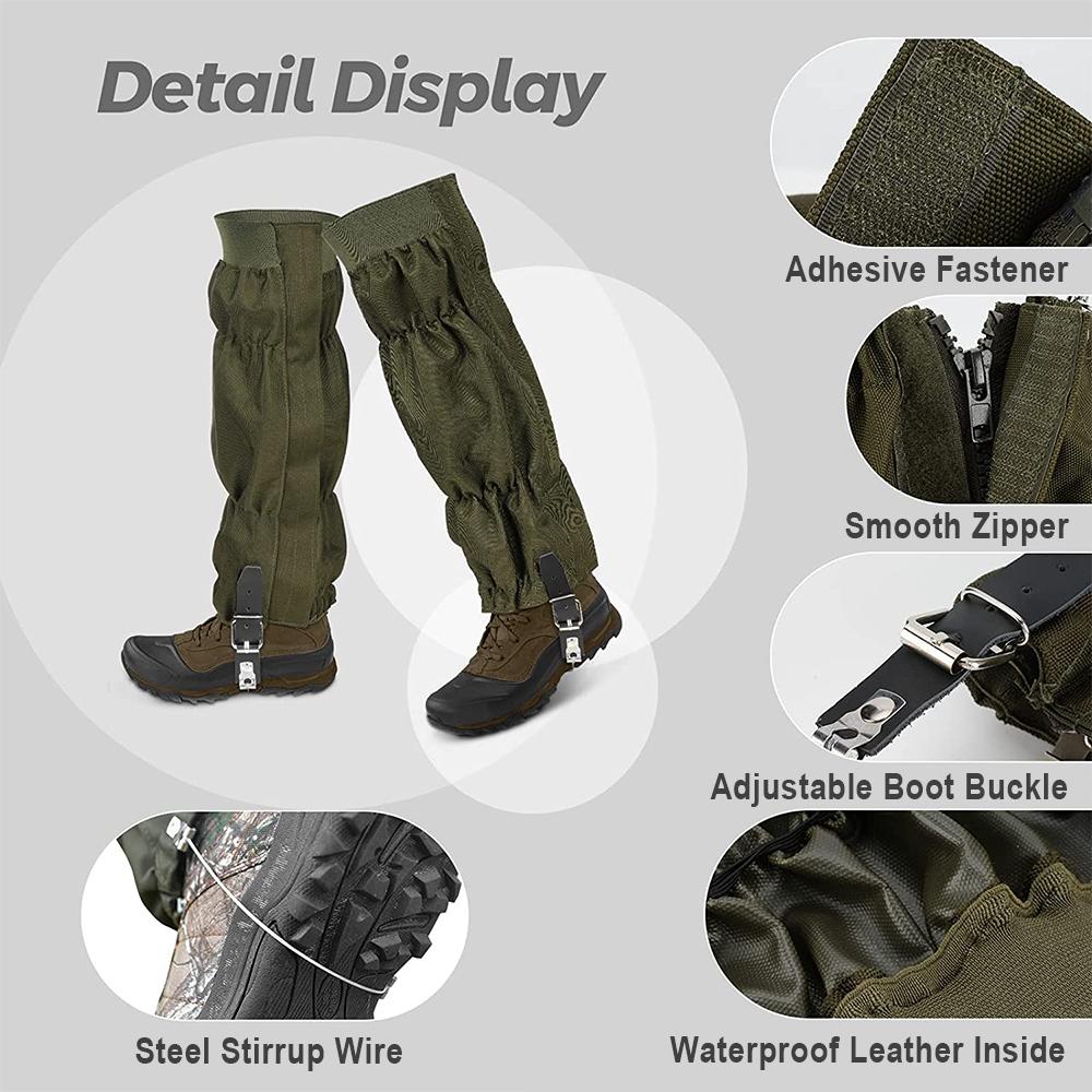 Waterproof Hiking Leg Gaiters Outdoor Leg Protection Snow Boot Gaiters for Camping Climbing Hunting