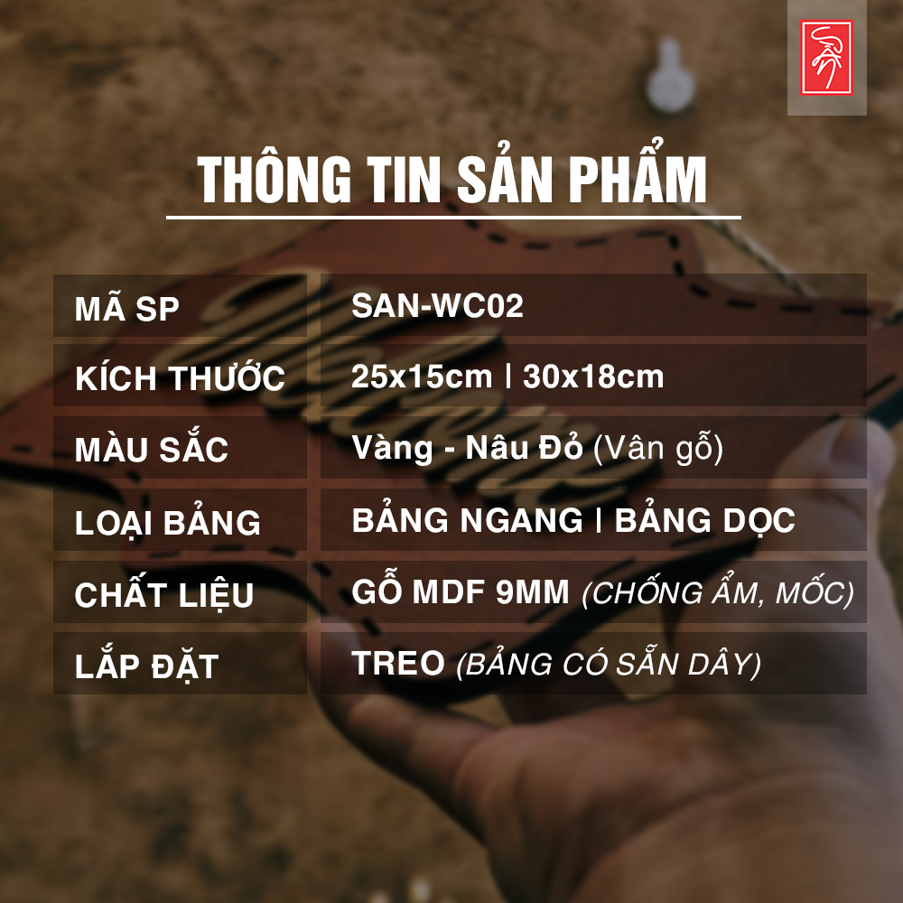 Bảng Welcome gỗ treo trang trí màu sắc phong cách vintage