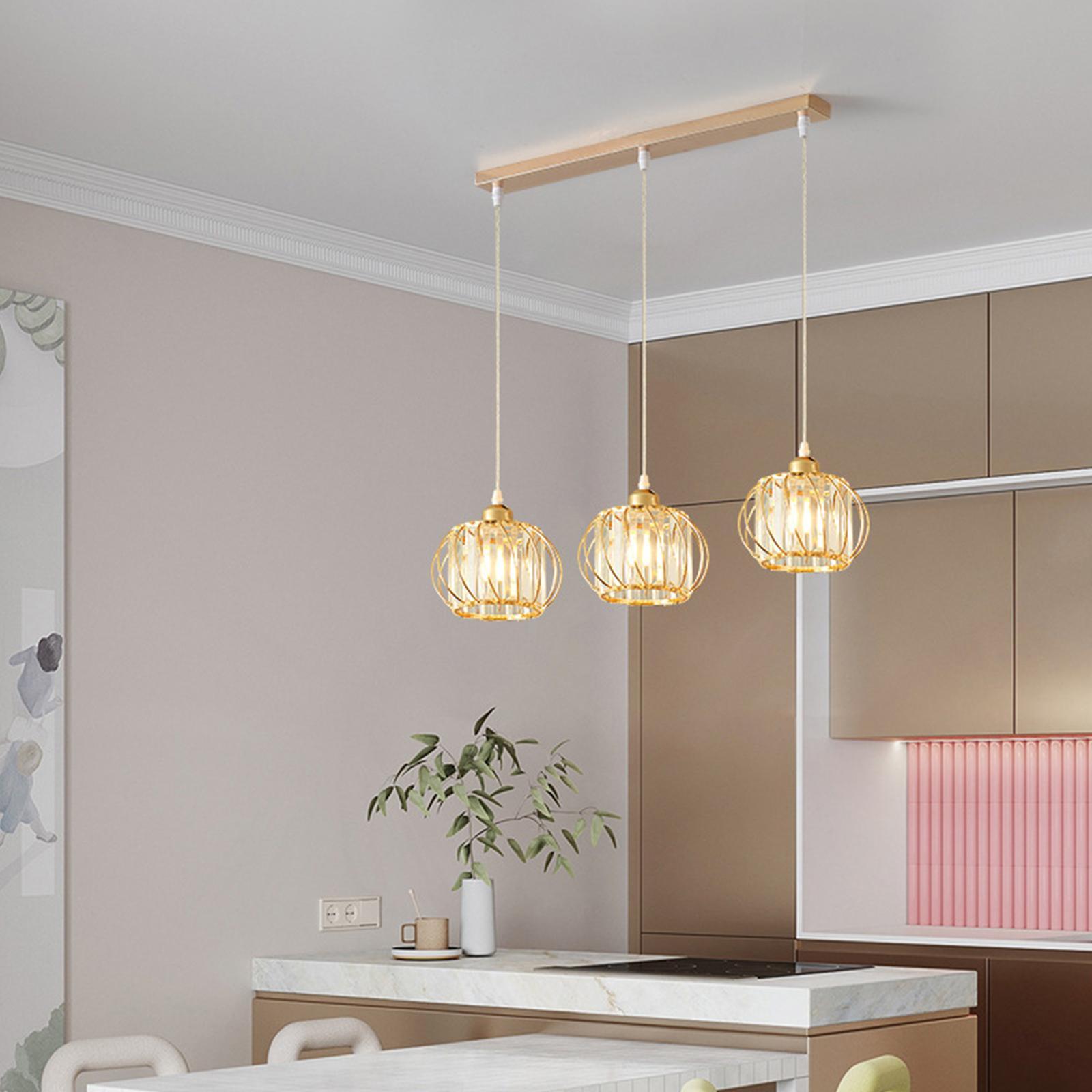 3 Light Crystal Pendant Light Fixture Modern Adjustable for Dining Room Restaurant