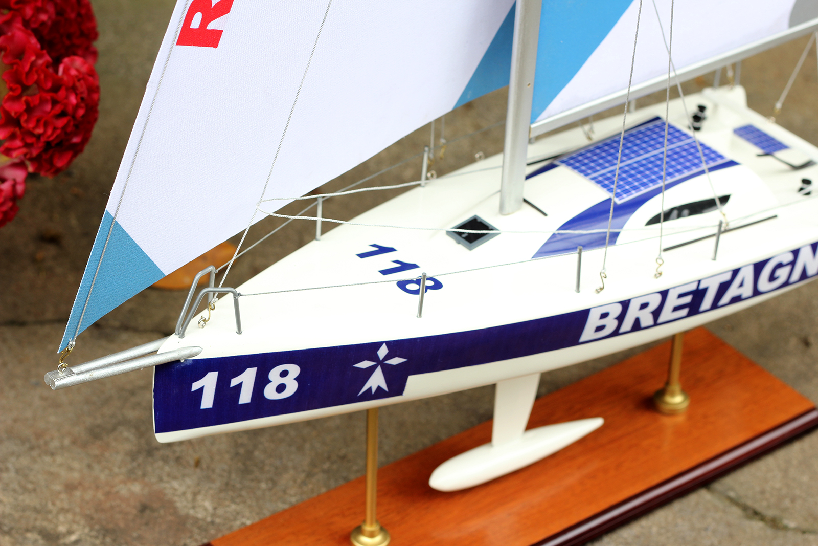 Du thuyền hiện đại Bretagne 118 dài 52cm gỗ tự nhiên, mô hình thuyền buồm gỗ trang trí nhà cửa, quà tặng tân gia khai trương