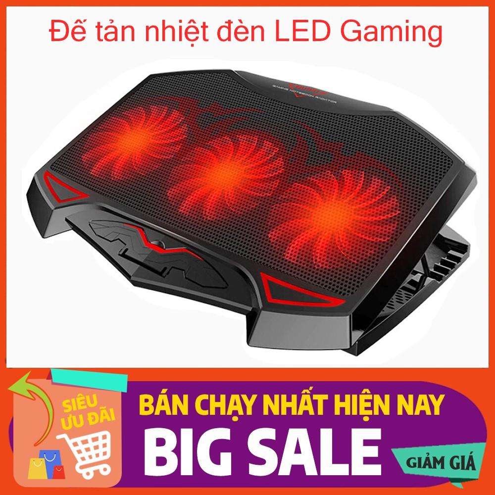 Đế Tản Nhiệt Cho Máy Tính Nuoxi 3 Quạt, Chạy Êm Làm Mát Laptop, Độ Đèn Led Gaming.