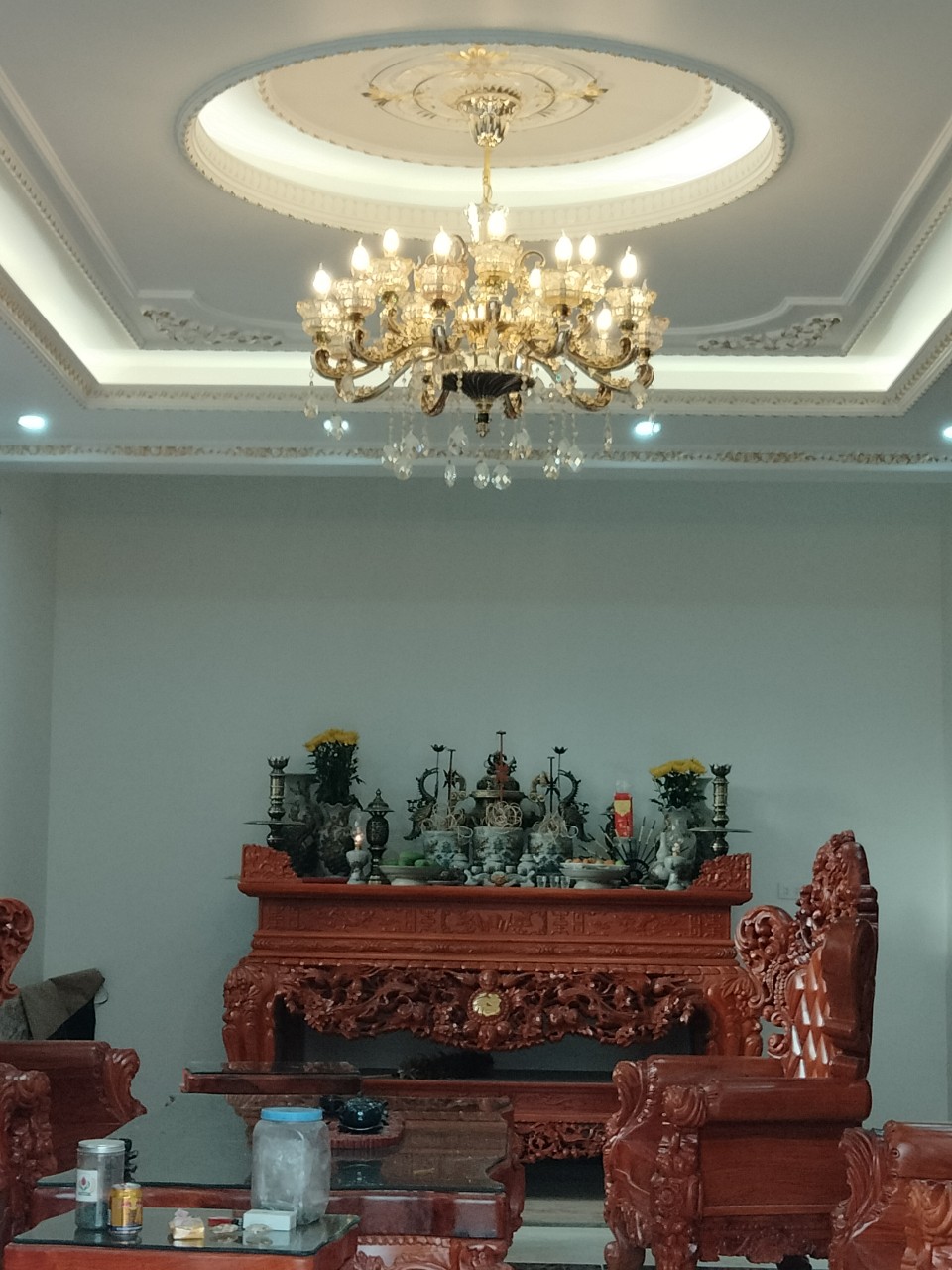 Đèn chùm pha lê nến 15 bóng , đèn chùm tân cổ điển khung hợp kim mạ vàng, chao pha lê 99901 kiểu dáng sang trọng tinh tế tạo điểm nhấn đắt giá cho mọi không gian nội thất