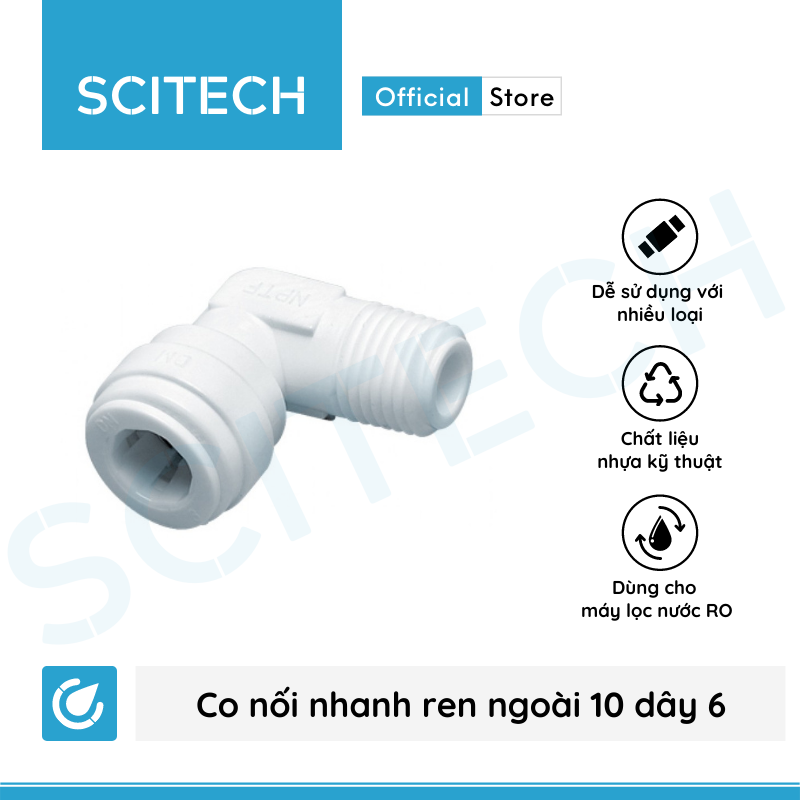 Combo 2 co nối nhanh ren 10 ra dây 6 (Co vỏ màng) dùng trong máy lọc nước - Hàng chính hãng