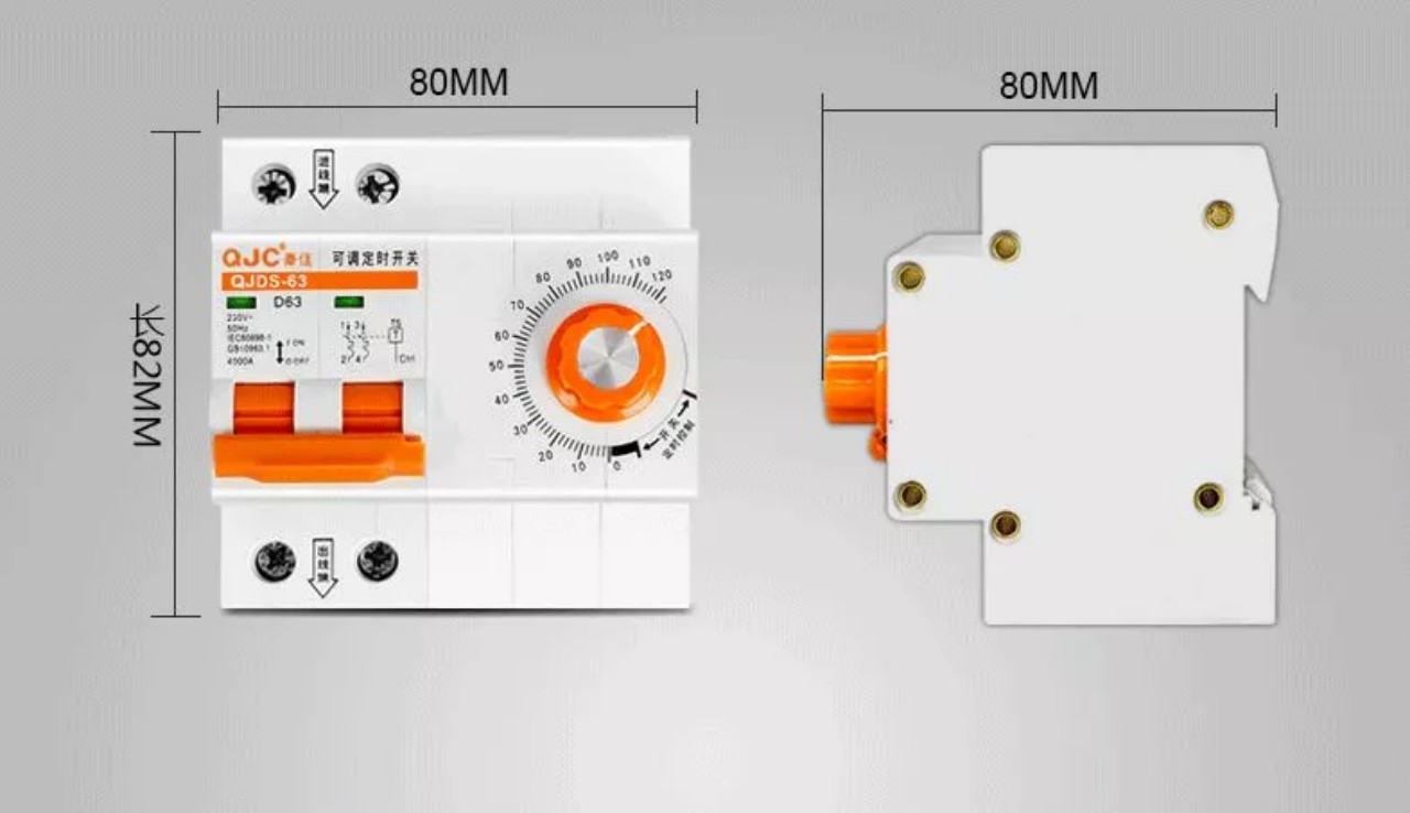 Cầu dao,aptomat hẹn giờ tự động đếm ngược tối đa 120 phút ngắt thiết bị 63A 220V