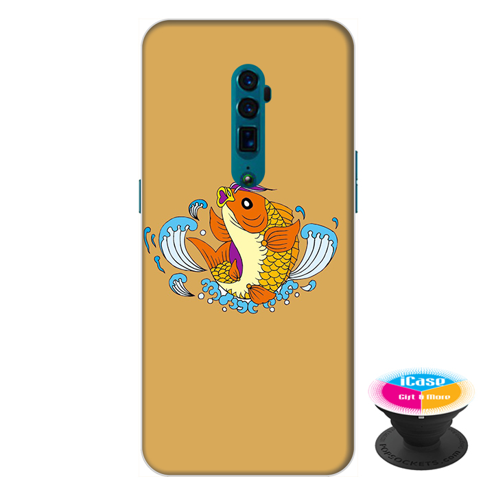 Ốp lưng điện thoại Oppo Reno 10X Zoom hình Cá Chép Vàng tặng kèm giá đỡ điện thoại iCase xinh xắn - Hàng chính hãng