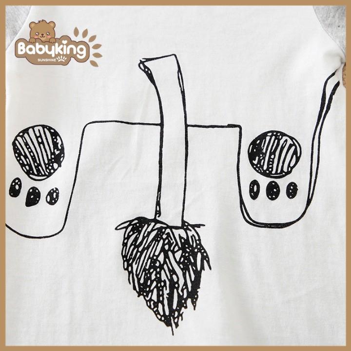 BodySuit,áo liền quần dễ thương ngắn tay kiểu sư tử cho bé ,cotton 100%, thương hiệu Aiueo Nhật Bản.